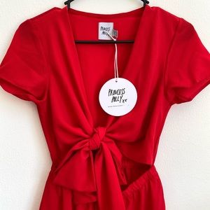 Red Princess Polly Romper Dress